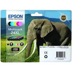 Epson 24XL Multipack - Druckerpatrone schwarz/cyan/magenta/gelb - Druckerpatronen für Epson Expression XP-750/850, liefern professionelle Druckqualität mit hoher Kapazität von bis zu 740 Seiten pro Farbe. Ideal für brillante Fotos und Grafiken.
