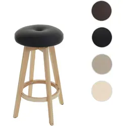Mendler Barhocker Navan - drehbar, Holz & Kunstleder, schwarz - Stylisher Barhocker mit 360° Drehfunktion und bequemer Polsterung. Ideal für Bars und Küchen, sorgt für maximale Flexibilität und Komfort.