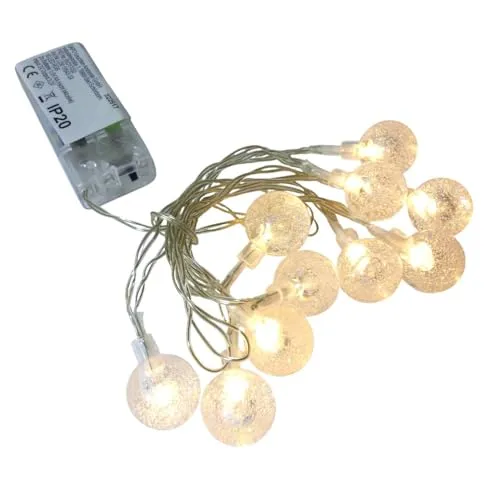 Dapo LED-Party-Weihnachts-Lichterkette Bubble ball, 10x LEDs batteriebetrieben Tisch-Fenster-Kommode-Baum-Dekorations-Leuchte-Lampe (LED-warmweiß)