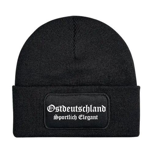 Ostdeutschland Mütze | Strickmütze – Fußball Fan Szene DDR Style Stadion Streetwear Unisex Wintermütze | Patch Beanie Schwarz