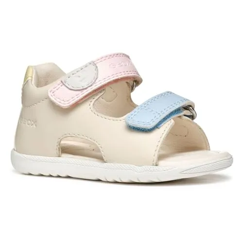 Geox Jungen Mädchen B MACCHIA Gir Sandal - Lt Ivory/Lt Yellow, 26 EU - Baby Sandalen für Mädchen mit atmungsaktivem Obermaterial aus 90% Leder, ideal für warme Tage und bequemes Tragen.
