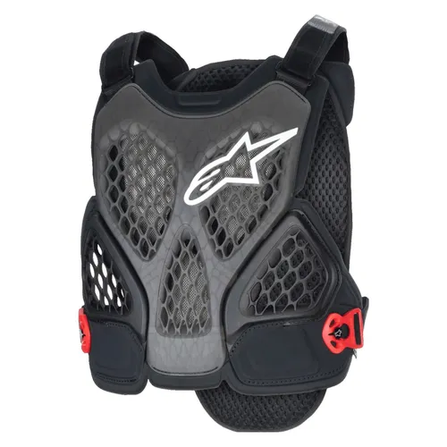 Alpinestars A-6 PLASMA Fahrrad Protektorenweste - Schwarz-Rot, Größe S für Männer - Hochwertige Radsport-Funktionsbekleidung mit flexibler Brustplatte für optimale Bewegungsfreiheit und individuellen Komfort dank unabhängiger Seitenflügel.