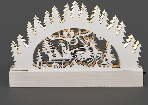 LED Holzsilhouette Leuchter Santa weiß 23x15cm innen Konstsmide 2843-210