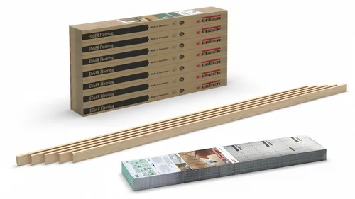 EGGER Laminat Set 8mm NL1031 Berdal Eiche hell 8mm - 14m² (7 Pakete Fußboden), inkl. 5 Sockelleisten (12m) und Trittschalldämmung