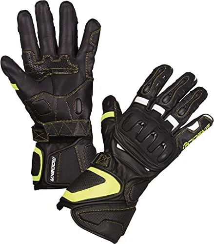 Modeka Daren Motorradhandschuhe, schwarz/weiß/neon-gelb, 6