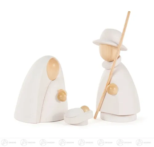 Dregeno Erzgebirge Weihnachtsfigur Krippen und Zubehör Heilige Familie (3) modern, natur/weiß Höhe ca, schlichtes Design