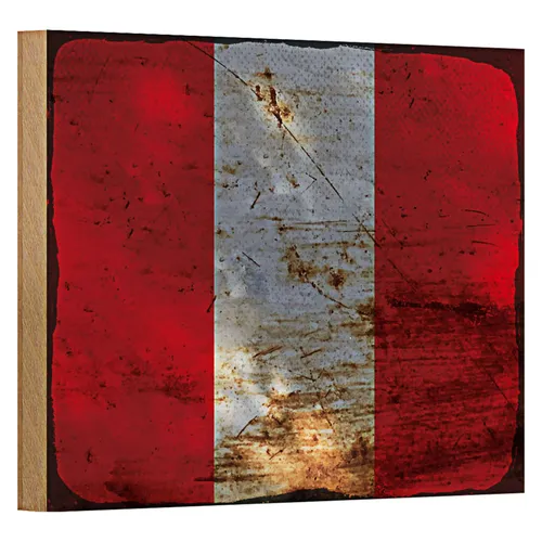 Holzschild Flagge Peru 18x12cm Flag of Peru Rost