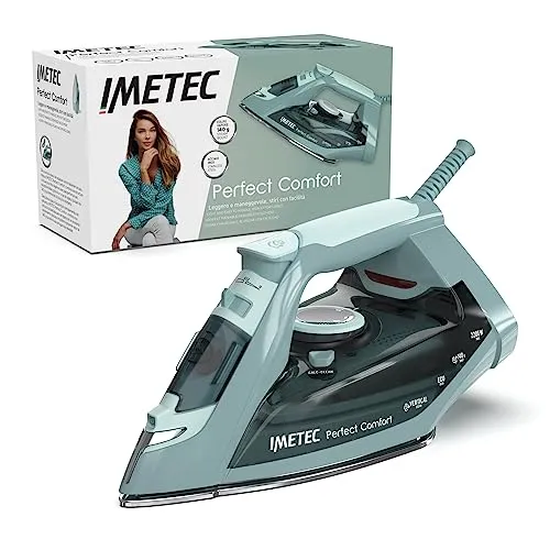 Imetec Perfect Comfort Dampfbügeleisen - Leichtes Dampfbügeleisen mit 2200 W und Edelstahl-Bügelsohle, ideal für hartnäckige Falten. Mit Energiespartechnologie und Anti-Kalkschutz für langanhaltende Leistung.