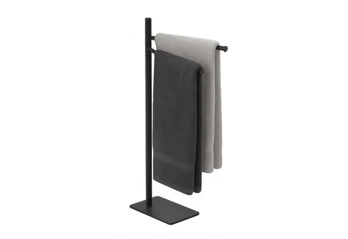 relaxdays Doppelhandtuchhalter aus Edelstahl, 2-armig, schwarz - Handtuchstangen mit schwenkbaren Armen für optimale Trocknung – ganz ohne Bohren. Modernes Design aus Edelstahl passt in jedes Bad und bietet stabilen Halt.