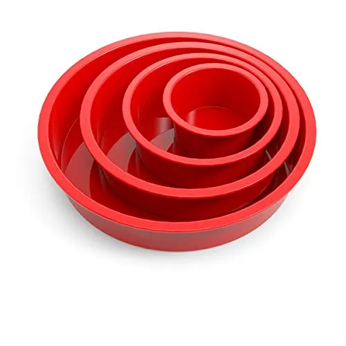 SILIVO Silikon Backform Rund, 4 STK. Kuchenform Silikon, Antihaft- & schnell abgelöstes Backformen Set für Schichtkuchen, Käsekuchen, Regenbogenkuchen und Chiffonkuchen(9+14+19+24 cm)