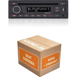 Autoradio Einbaupaket Blaupunkt Milano 200 BT passend für Seat Cordoba 6L + MCD Monochrom Navigation | Bluetooth USB