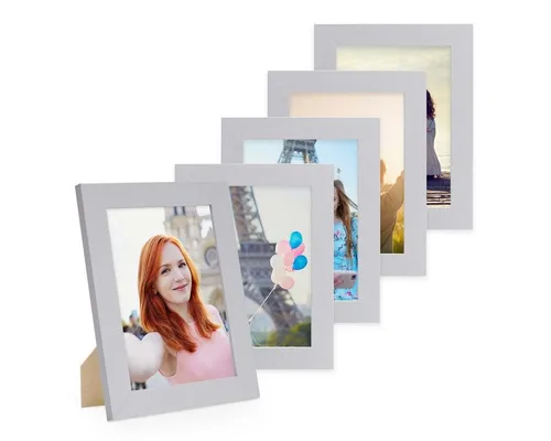 PHOTOLINI Bilderrahmen 5er Set breite Rahmen, extra Zubehör, (5er Set), im modernen Stil für Ihre stilvolle Wanddekoration