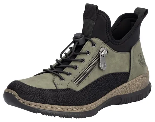 Sportlicher Slip-On Sneaker RIEKER für Damen, Größe 38 - Wanderschuhe mit Schnellverschluss und gepolsterter Innensohle für optimalen Tragekomfort. Aus hochwertigem Nubuklederimitat und Textil, ideal für Freizeitaktivitäten.