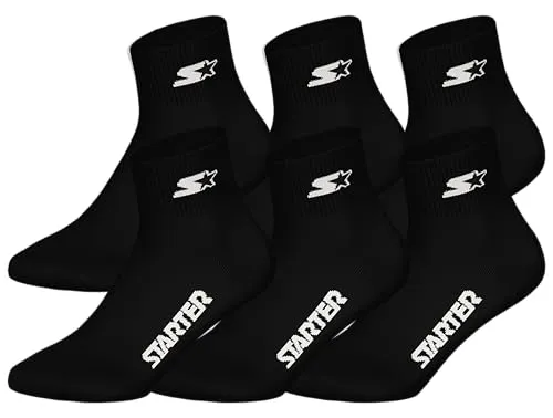 STARTER 6pk Quarter Socks - BLK - 35/38