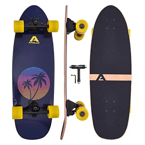 Apollo Surfskate Pro Board | Midi Longboard für Erwachsene und Kinder, ideal für Streetsurfing - Einzigartiges Design und perfekte Griffigkeit für ein optimales Surftraining. Hochwertige Materialien garantieren Langlebigkeit und Spaß beim Carving und Pumping. Ideal für alle Altersgruppen ab 6 Jahren.