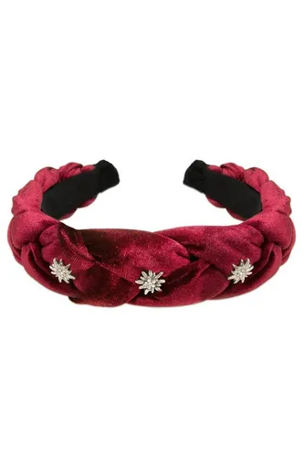 Alpenflüstern Schmuckset Haarreifen - EDELWEISS - Schmuck-Set mit handgefertigtem Haarreifen aus edlem Samt, verziert mit funkelnden Edelweißblüten und Strasssteinen, ideal für Trachten-Outfits.