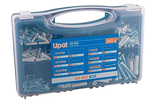 Upat Box Spreizdübel UB MIX Box, Dübelbox mit 360 Teilen. Die Sortimentslösung für ein optimal abgestimmtes Befestigungssystem in fast allen Baustoffen.