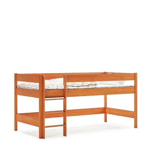 Hochbett 200x90 mit Rausfallschutz aus Kiefernholz für Kinder