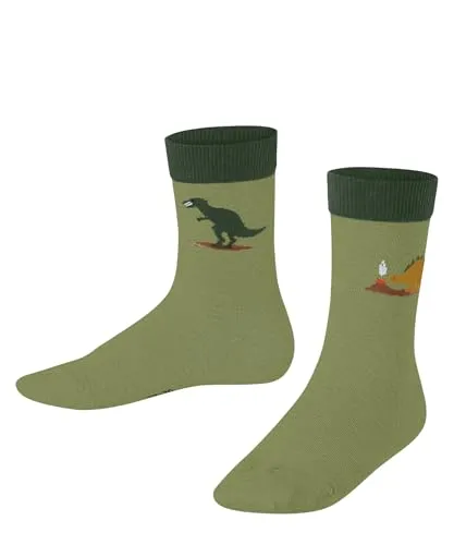FALKE Unisex Kinder Dinosaurs K So Baumwolle Gemustert Socken, Grün Ferngreen 7084, 31-34