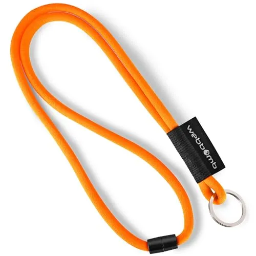 webbomb® Tubular Lanyard zweifarbiges Schlüsselband - rund weich und lang mit Sicherheitsverschluss und Schlüsselring als Schlüsselanhänger Key Chain für Ausweis Handy Schlüssel (orange)