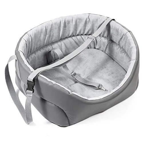 Hunde Autositz Universal Waschbar Abriebfest, Autositz Hund für Vordersitz, Beifahrersitz, Rückbank, Hundebett Hundetasche, M: 51 cm x 40 cm, Grau