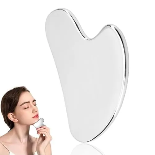 Gua Sha Edelstahl,Herzform Gua Sha Massagewerkzeug,Gua Sha Gesichtsmassage,Gua Sha Tool, Gua Sha Stein Massagewerkzeug,Gua Sha Gesichtsmassage Für Augenschwellungen Hautstraffung von Gesicht.