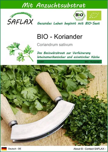 SAFLAX Kräutersamen SAFLAX - Samen und Substrat - BIO - Koriander