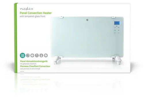 Nedis Konvektor Heizlüfter 1000/2000W - Elegantes Elektroheizgerät für Badezimmer und Wohnräume, spritzwassergeschützt (IP24), mit Fernbedienung, Timer und 2 Wärmeeinstellungen für individuellen Komfort.