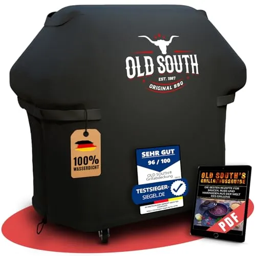 Old South - Grillabdeckung Wetterfest - Grill Abdeckhaube für Weber, Napoleon, Enders, Rösle Gasgrill - Grillhaube Cover Wasserdicht (132 x 65 x 110 cm)