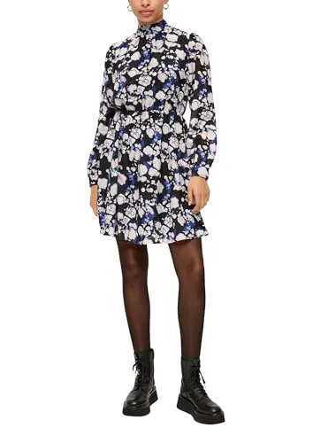 QS Minikleid Semitransparentes Kleid mit Raffung in Schwarz Größe 40 - Kinder-Kleider & -Röcke, leicht transparentes Design mit femininer Raffung für einen einzigartigen Look