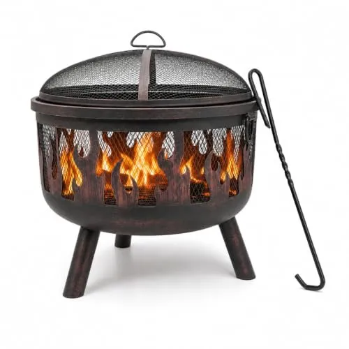 Heat Hornset Feuerkorb für den Garten mit Funkenschutz und Grillrost | Feuertonne & Feuerstelle Outdoor zum Heizen und Grillen mit freiem Blick auf das Flammenspiel