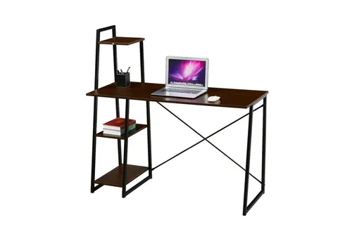 Svita Schreibtisch Dunkelbraun, quadratisch - Kinderschreibtische mit seitlichen Regalen für zusätzlichen Stauraum, ideal für Studenten und Homeoffice - elegantes skandinavisches Design und kompakte Maße.
