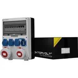 Stromverteiler TD-S/FI 32A 16A 4x230V IP54 - Doktorvolt - Sonstige Kabel & Adapter, ideal für Baustellen mit robustem Gehäuse und vier 230V Steckdosen für maximale Flexibilität und Sicherheit.