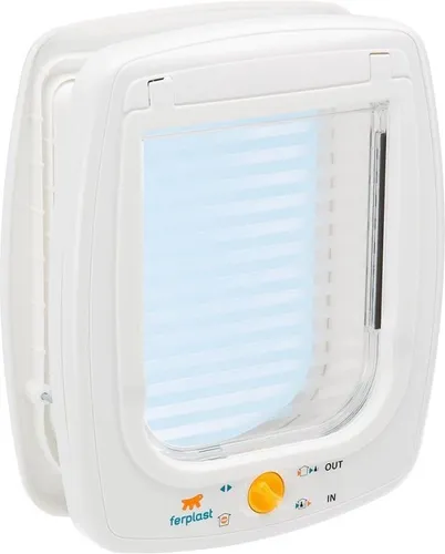 Ferplast 4-Wege Manuelle Katzenklappe Swing 9 SET Weiß - Katzenklappe für flexible Zugänge, manuell verstellbar und aus robustem Kunststoff für Langlebigkeit.