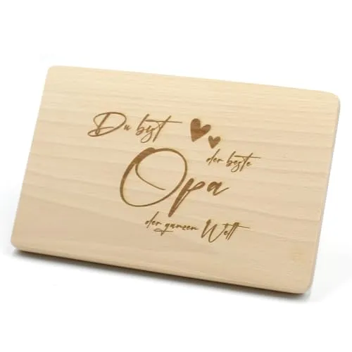 Frühstücksbrettchen für den Opa zum Vatertag/Geburtstag Essbrett Schneidbrett Holz Brotzeitbrett (Bester Opa)