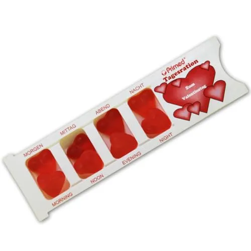 Fruchtgummi Bären & Co. Süßigkeit, Tablettenbox Zum Valentinstag mit Fruchtgummi Scherzartikel 25g