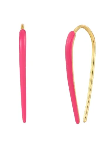 Glanzstücke München Paar Ohrhänger Set: GSM2046, aus Sterling Silber - Ohrhänger Set für Damen aus gelbgold vergoldetem Sterling Silber mit pinker Emaille, ideal für stilvolle Akzente.