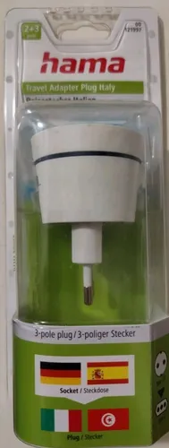 Hama Reise-Stecker Strom-Adapter Deutschland DE BRD > Italien ITA Südtirol Typ L
