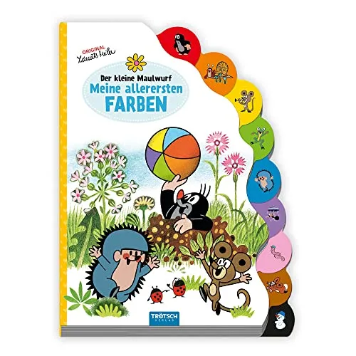 TRÖTSCH - Der kleine Maulwurf Pappenbuch mit Register Meine allerersten Farben: Entdeckerbuch Beschäftigungsbuch Spielbuch Bilderbuch (Ab 3 Jahren)
