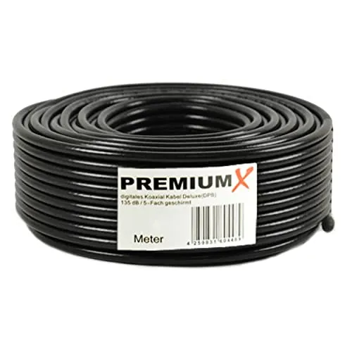 PremiumX Deluxe PRO 50m Koaxial Kabel SCHWARZ