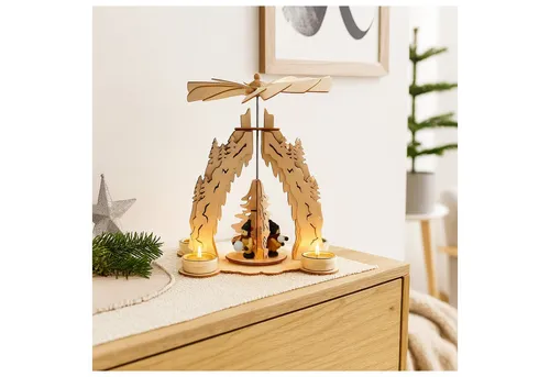 HTI-Living Weihnachtspyramide Schneeball für 4 Teelichter