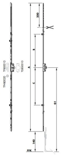 Siegenia Getriebe SI 15 AF Gr.140 G700 1RS TS TGKK4080-100041 FFH 1401-1600mm