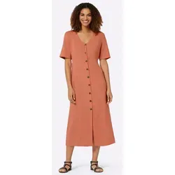 Witt Etuikleid Kleid Kurzarm im Leinen-Mix, mit Knopfleiste orange 46