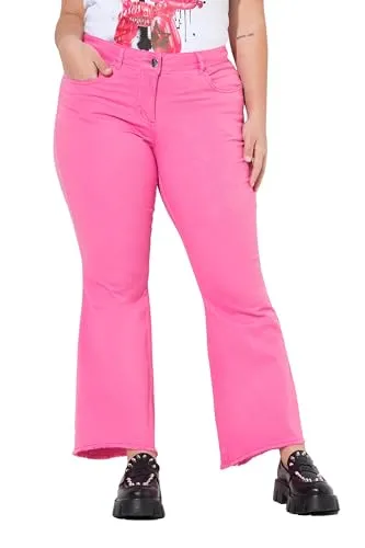 Angel of Style Damen große Größen Übergrößen Plus Size Jeans, ausgestellt, gerundeter Fransensaum hibiskuspink 52 840347510-52