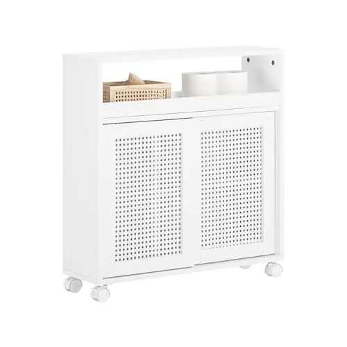 SoBuy Beistellwagen BZR119 - Nischenregal mit Rollen - Beistellwagen ideal für kleine Küchen oder Nischen, bietet praktischen Stauraum und ist einfach selbst zu montieren.
