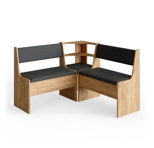 Vicco Eckbankgruppe Roman 120x120cm - Kratzfest und Pflegeleicht - Eckbankgruppe aus Eiche mit pflegeleichter Melaminharzbeschichtung und praktischer Truhenfunktion für zusätzlichen Stauraum. Ideal für die Küche oder das Esszimmer.