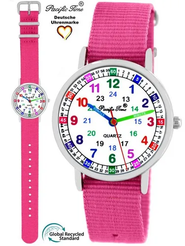 Pacific Time Quarzuhr Kinder Armbanduhr Lernuhr nachhaltiges Wechselarmband, Mix und Match Design - Gratis Versand