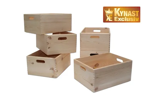 6-Set Allzweck Box 40x30x19 cm Kiste Holz stapelbar 6 Stück Wäsche Spielzeug