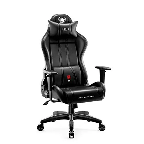 Diablo X-One 2.0 Gaming Stuhl - Ergonomischer Bürostuhl mit verstellbaren Armlehnen - Gaming-Stuhl für optimalen Sitzkomfort und gesunde Wirbelsäule, ideal für Gamer und Home-Office, mit verstellbaren Kopf- und Lendenkissen sowie stabiler Konstruktion.