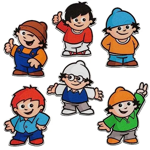 Mainzelmännchen © Set 6 Stück - Aufnäher - Aufnäher-Set mit 6 lustigen Mainzelmännchen, ideal zum Aufbügeln auf Kleidung oder Taschen. Inklusive Bügelanleitung und Pflegehinweisen für einfache Handhabung.